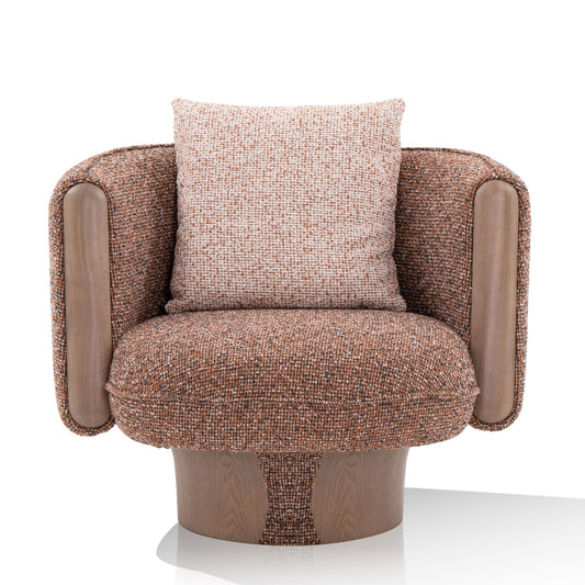 Divani Casa Raywood Modern Multicolored Bouclé Fabric Accent Chair with Ash Frame
