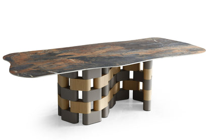 Lamod Falzone Modern Ceramic and Wood Dining Table – Contemporary Luxury Furniture