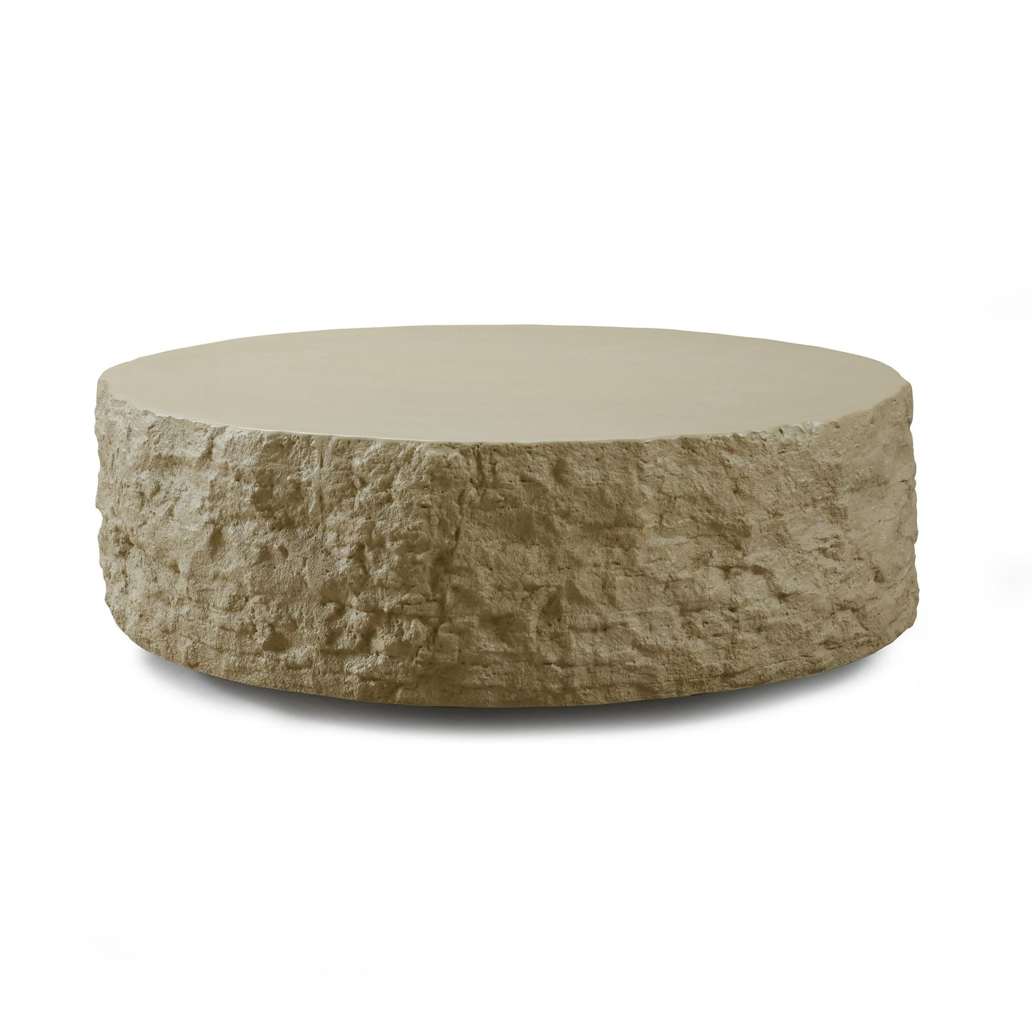 Modrest Quarry Round Coffee Table – Modern Beige Design with Sleek, Minimalist Appeal