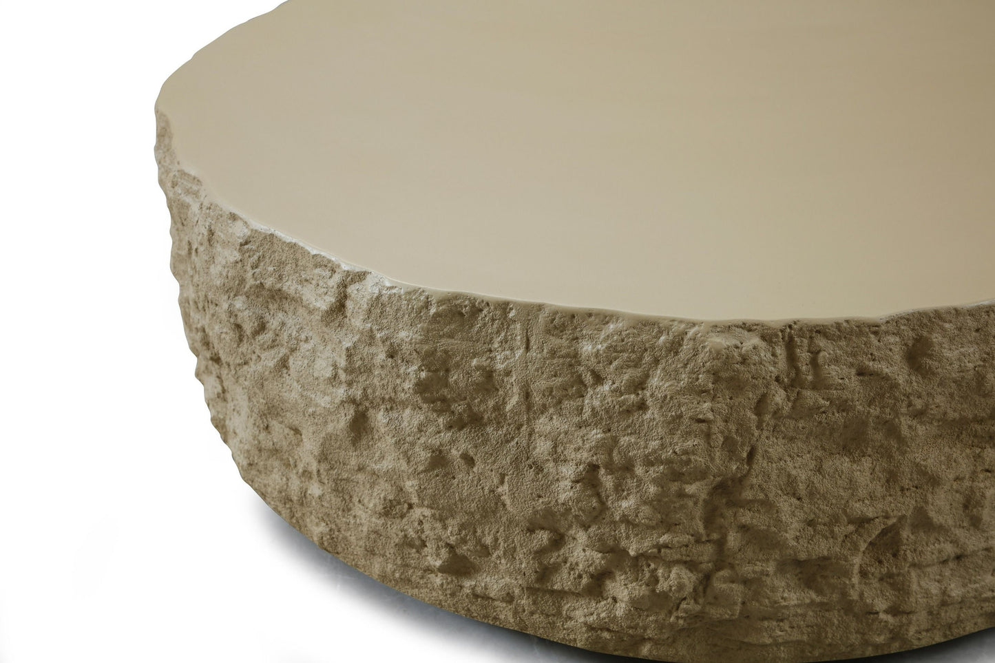 Modrest Quarry Round Coffee Table – Modern Beige Design with Sleek, Minimalist Appeal