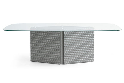 Lamod Raphael Modern Glass and Silver Dining Table – Elegant Contemporary Dining Furniture