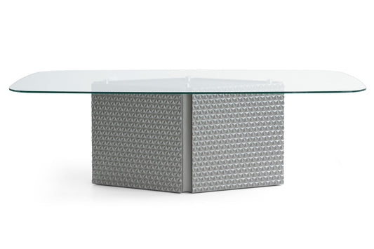 Lamod Raphael Modern Glass and Silver Dining Table – Elegant Contemporary Dining Furniture