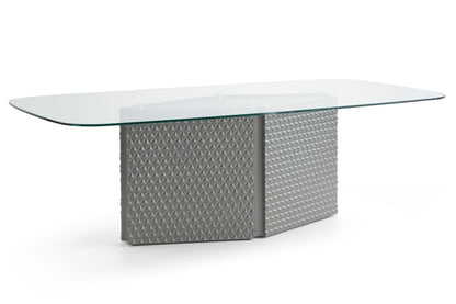 Lamod Raphael Modern Glass and Silver Dining Table – Elegant Contemporary Dining Furniture