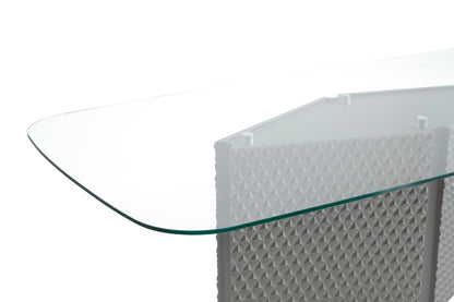 Lamod Raphael Modern Glass and Silver Dining Table – Elegant Contemporary Dining Furniture