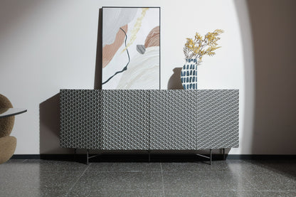 Lamod Raphael Modern Silver Buffet – Sleek Contemporary Sideboard Cabinet