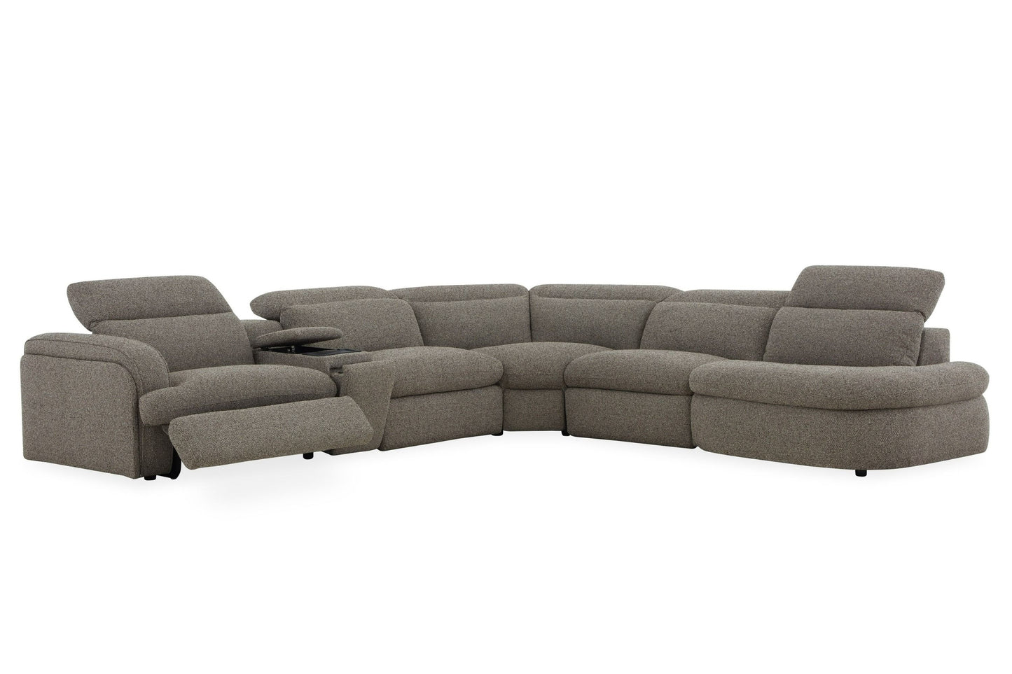 Divani Casa Ambler Modern Brown Fabric Sectional Sofa with 2 Power Recliners
