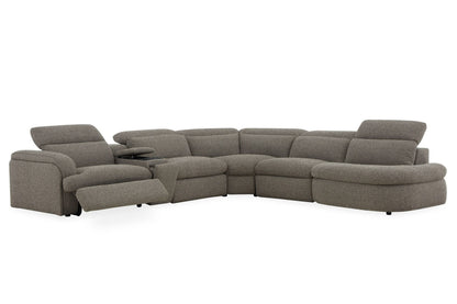 Ambler Modern Brown Fabric Sectional Sofa with 2 Power Recliners