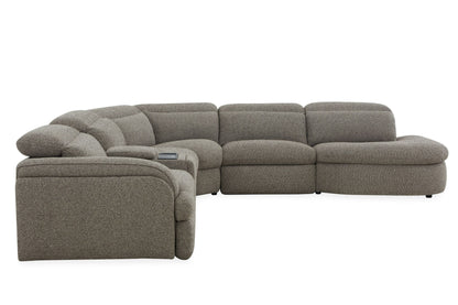 Ambler Modern Brown Fabric Sectional Sofa with 2 Power Recliners