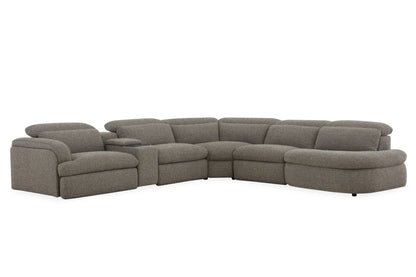Ambler Modern Brown Fabric Sectional Sofa with 2 Power Recliners