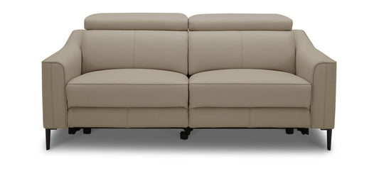 Divani Casa Eden Modern Taupe Leather Sofa with 2 Recliners – Stylish & Comfortable Seating
