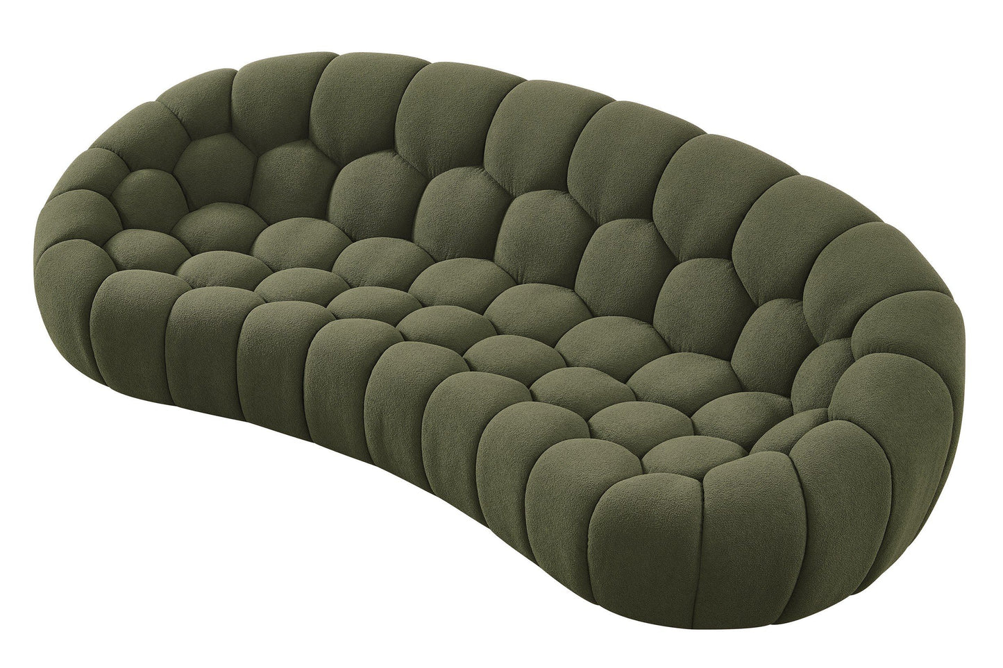 Divani Casa Yolonda Modern Curved Green Fabric Sofa Set – Stylish Contemporary Living Room Seating