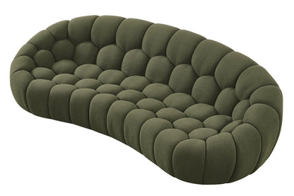 Divani Casa Yolonda Modern Curved Green Fabric Sofa Set – Stylish Contemporary Living Room Seating