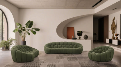Divani Casa Yolonda Modern Curved Green Fabric Sofa Set – Stylish Contemporary Living Room Seating