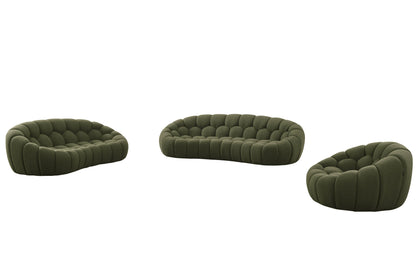 Divani Casa Yolonda Modern Curved Green Fabric Sofa Set – Stylish Contemporary Living Room Seating