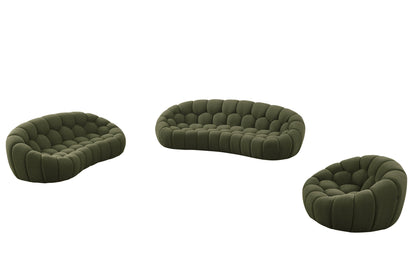Divani Casa Yolonda Modern Curved Green Fabric Sofa Set – Stylish Contemporary Living Room Seating