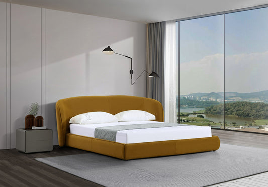 Modrest Lambert Modern Burnt Orange Fabric Upholstered Bed - Contemporary Platform Bed Frame