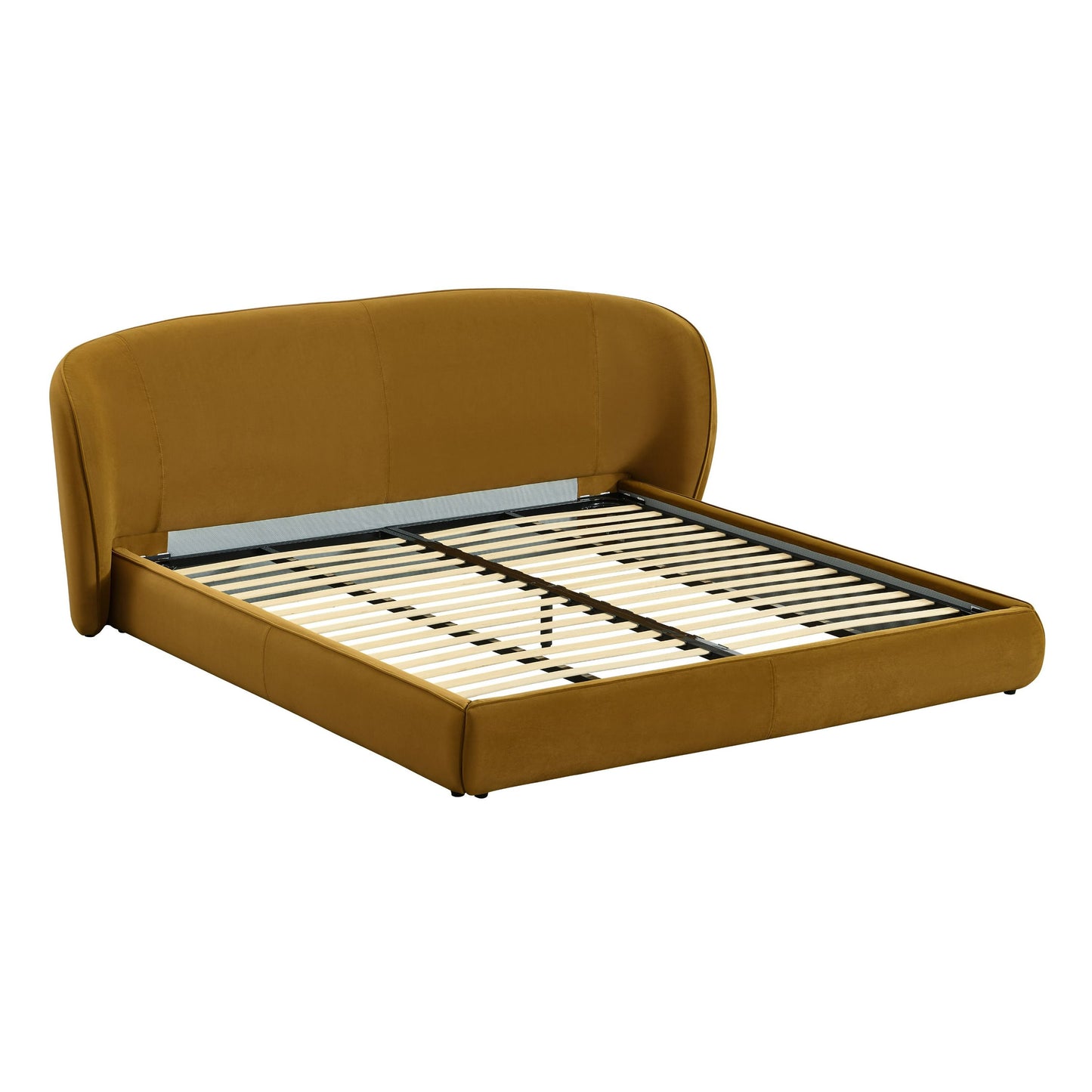Modrest Lambert Modern Burnt Orange Fabric Upholstered Bed - Contemporary Platform Bed Frame