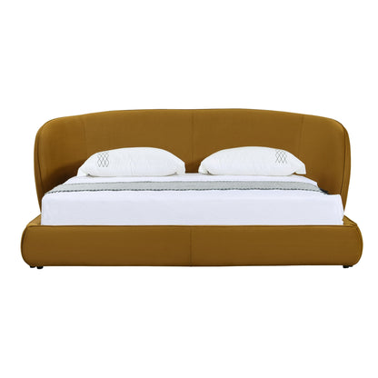Modrest Lambert Modern Upholstered Bed – Burnt Orange Fabric - Stylish Contemporary Bedroom Furniture