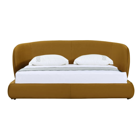 Modrest Lambert Modern Upholstered Bed – Burnt Orange Fabric - Stylish Contemporary Bedroom Furniture