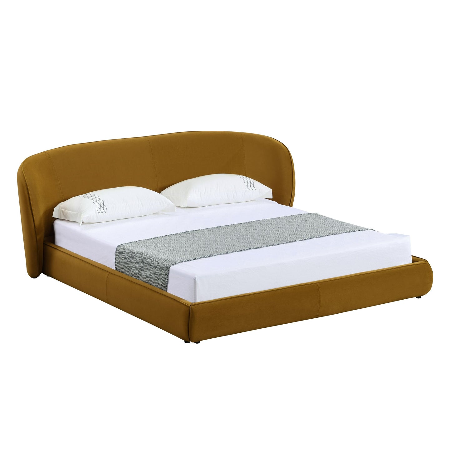 Modrest Lambert Modern Burnt Orange Fabric Upholstered Bed - Contemporary Platform Bed Frame