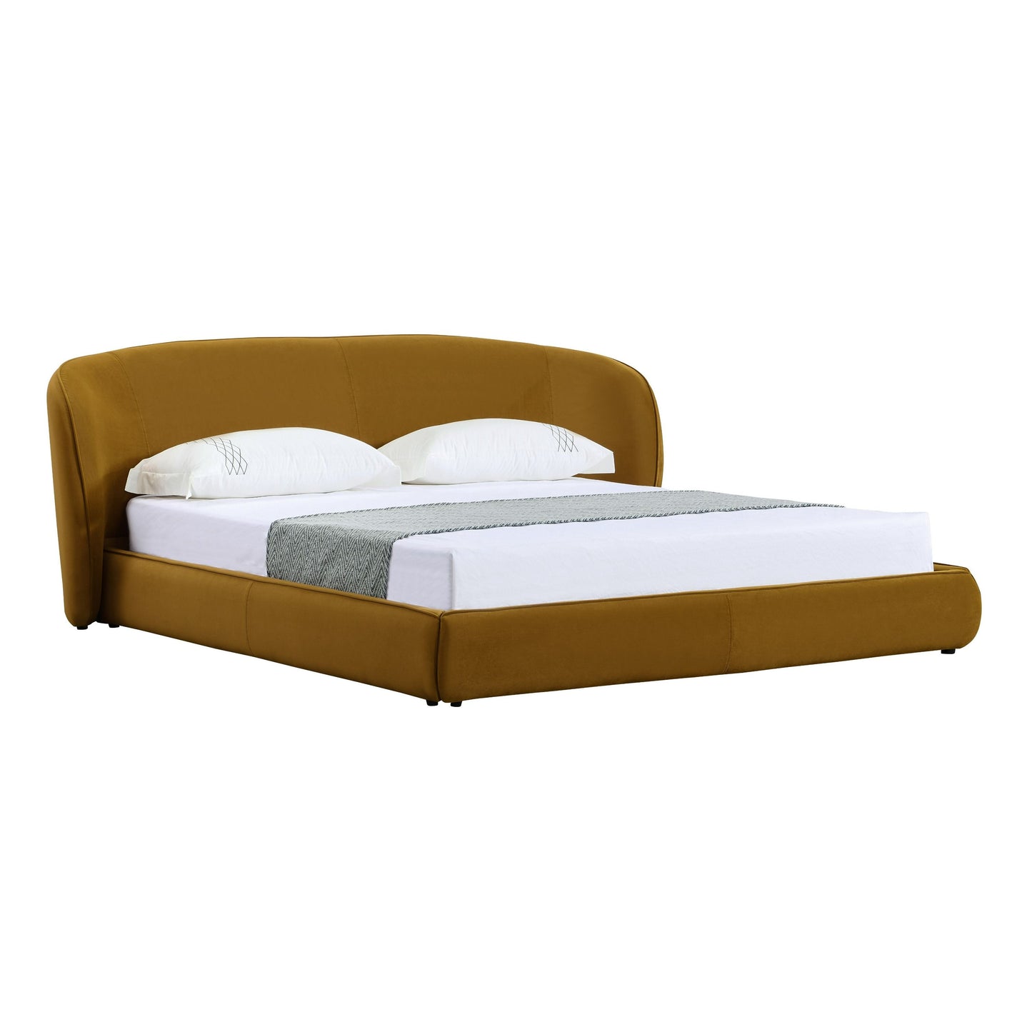 Modrest Lambert Modern Burnt Orange Fabric Upholstered Bed - Contemporary Platform Bed Frame