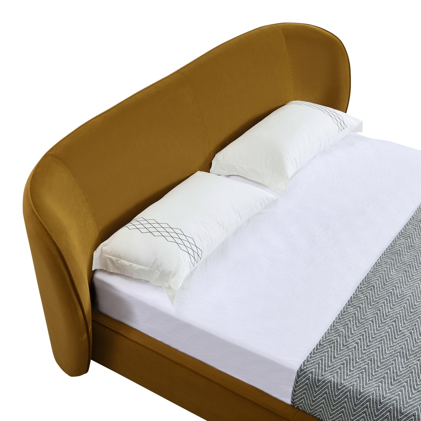 Modrest Lambert Modern Burnt Orange Fabric Upholstered Bed - Contemporary Platform Bed Frame