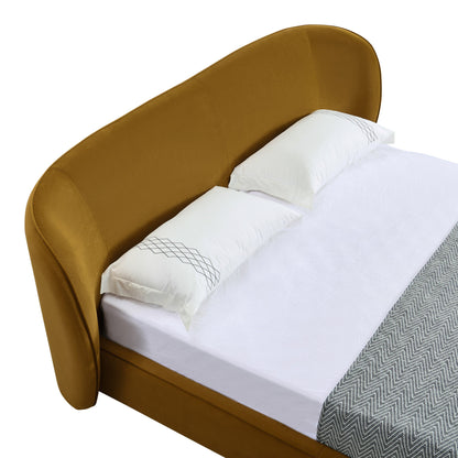 Modrest Lambert Modern Burnt Orange Fabric Upholstered Bed - Contemporary Platform Bed Frame