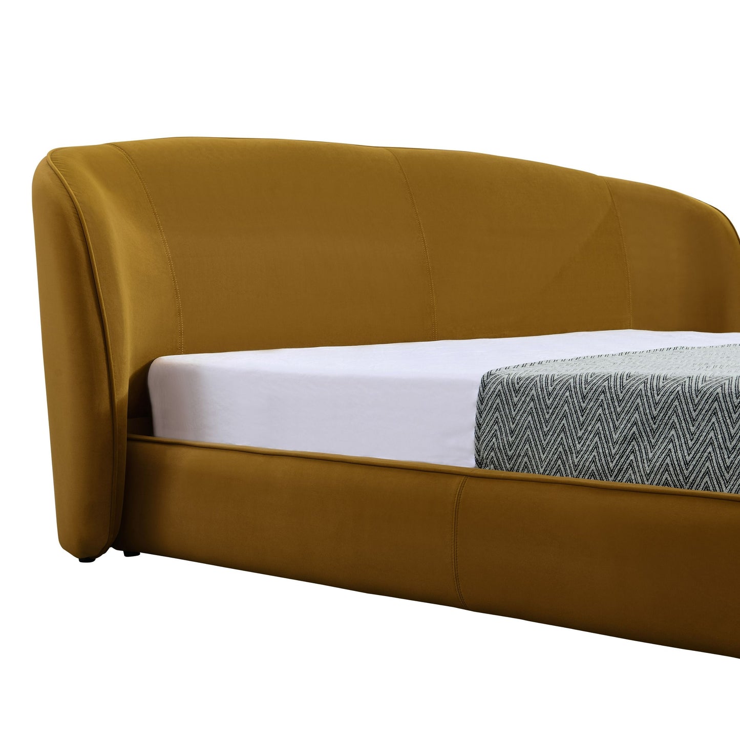 Modrest Lambert Modern Upholstered Bed – Burnt Orange Fabric - Stylish Contemporary Bedroom Furniture