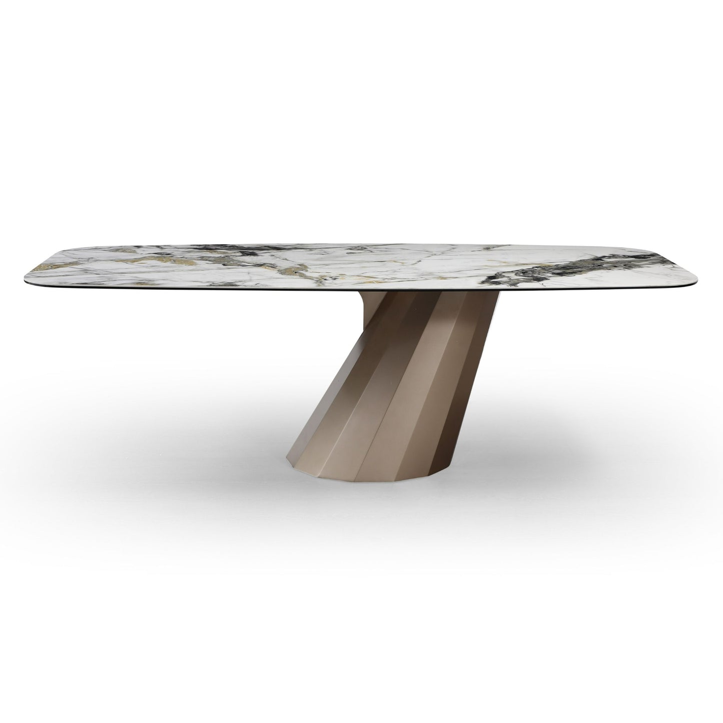 Vela Ceramic and Brass Dining Table
