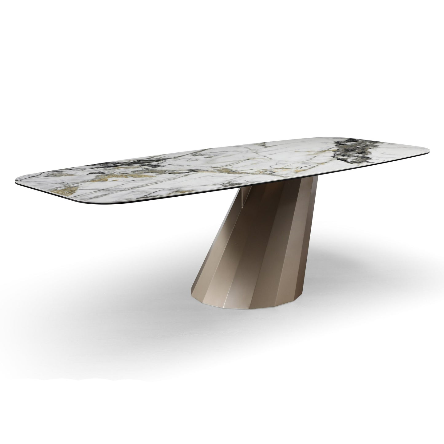 Vela Ceramic and Brass Dining Table