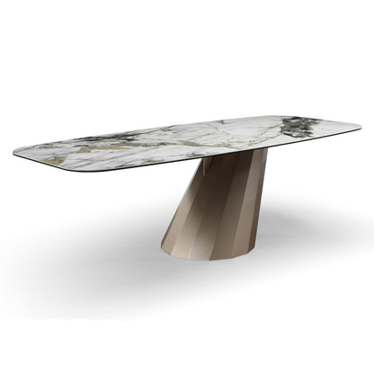 Vela Ceramic and Brass Dining Table