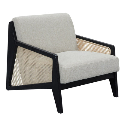 Kratz Modern Beige Fabric Rattan Black Walnut Accent Chair