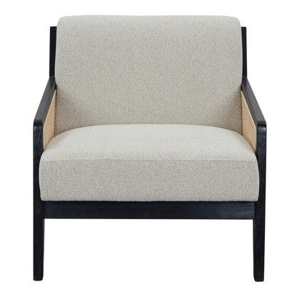 Kratz Modern Beige Fabric Rattan Black Walnut Accent Chair