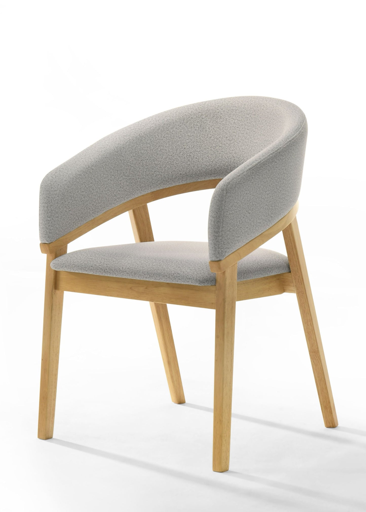 Modrest Truman Mid-Century Modern Dining Chair – Grey Fabric & Natural Oak Frame