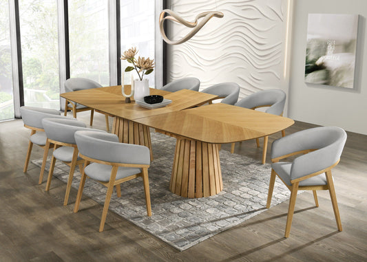 Modrest Truman Mid-Century Modern Extendable Dining Set – Natural Oak