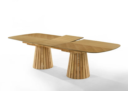 Modrest Truman 10-Seater Dining Set – Mid-Century Modern Oak Extendable Table
