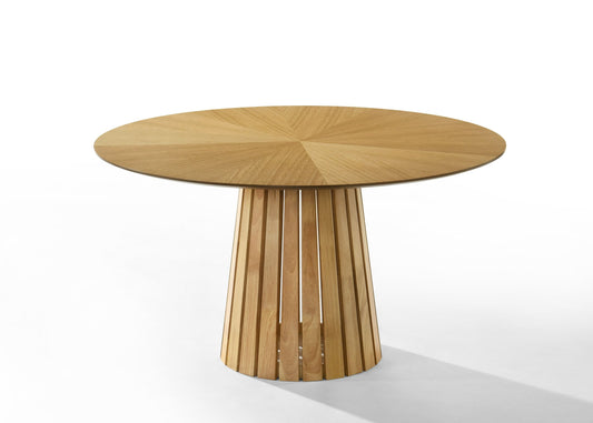 Modrest Weiss Mid-Century Modern Round Dining Table – Natural Oak Finish