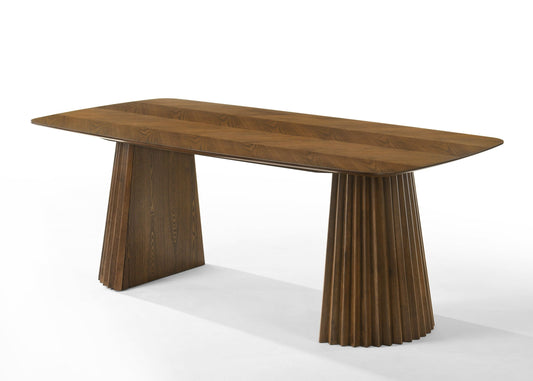 Modrest Sacks Mid-Century Modern Dining Table – Herringbone Walnut Finish