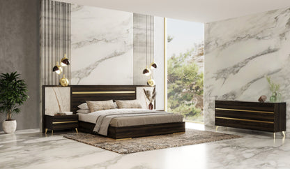 Nova Domus Velondra Modern Eucalypto & Marble 4-Piece Bedroom Set – Contemporary Luxury Furniture