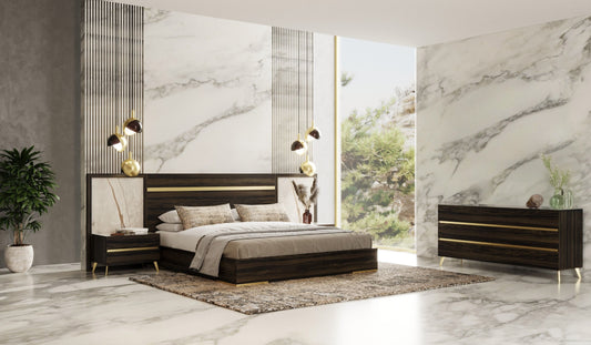 Nova Domus Velondra Modern Eucalypto & Marble 4-Piece Bedroom Set – Contemporary Luxury Furniture