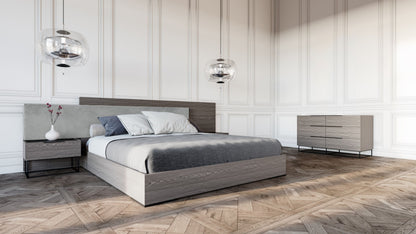 Enzo Italian Grey Oak Bed with Nightstands