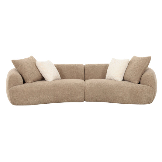 Trevor Modern Tan Fabric Curved Mini Sectional Sofa