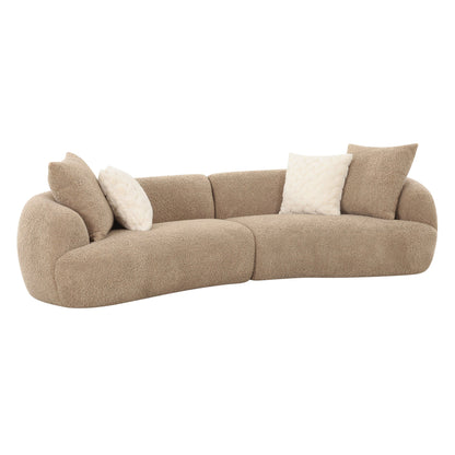 Trevor Modern Tan Fabric Curved Mini Sectional Sofa