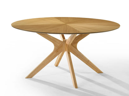 Modrest Prospect Modern 59" Round Natural Oak Dining Table - Contemporary Wood Kitchen Table
