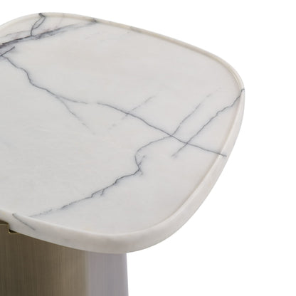 Yano Modern White Marble Antique Brass Coffee Table Set