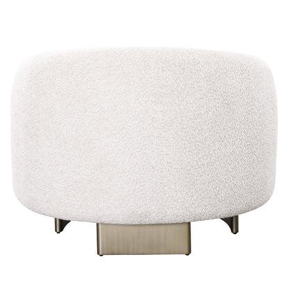 Thrive Modern Beige Fabric Antique Brass Accent Chair