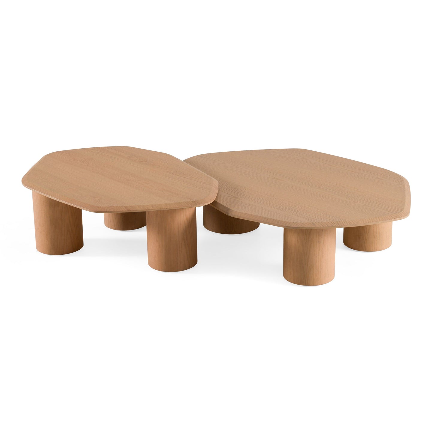 Modrest Seymour Modern Coffee Table Set – White Oak Wood - Contemporary Living Room Furniture