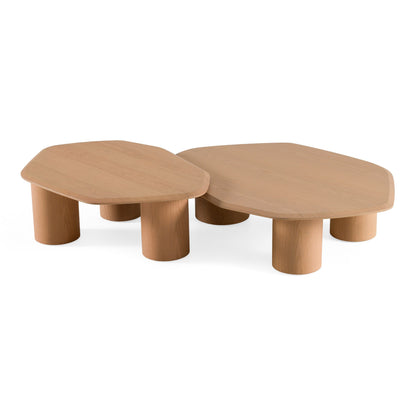 Modrest Seymour Modern Coffee Table Set – White Oak Wood - Contemporary Living Room Furniture