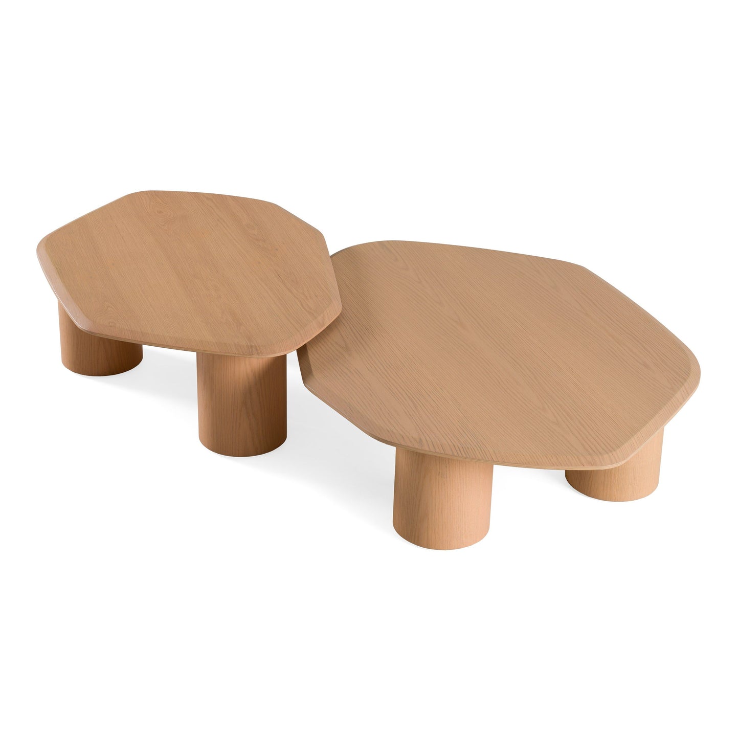 Modrest Seymour Modern Coffee Table Set – White Oak Wood - Contemporary Living Room Furniture
