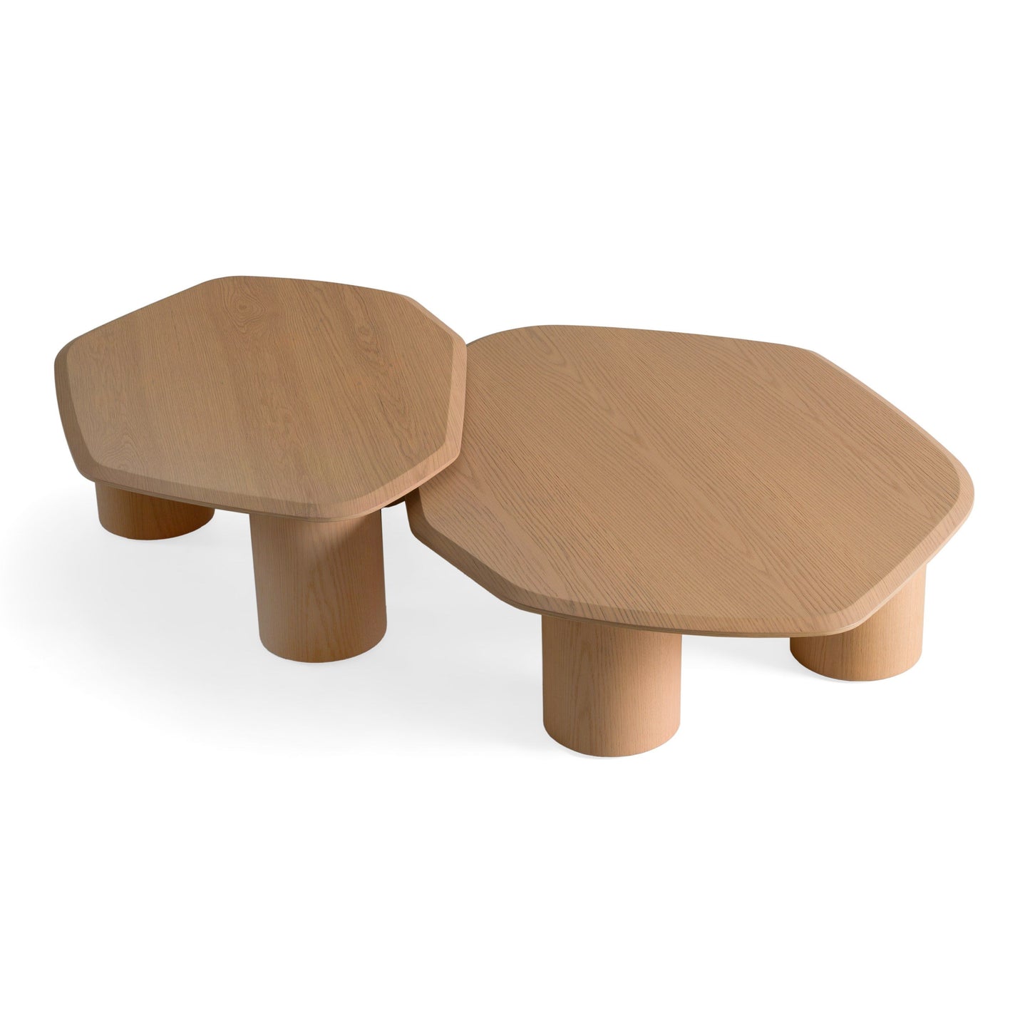Modrest Seymour Modern Coffee Table Set – White Oak Wood - Contemporary Living Room Furniture